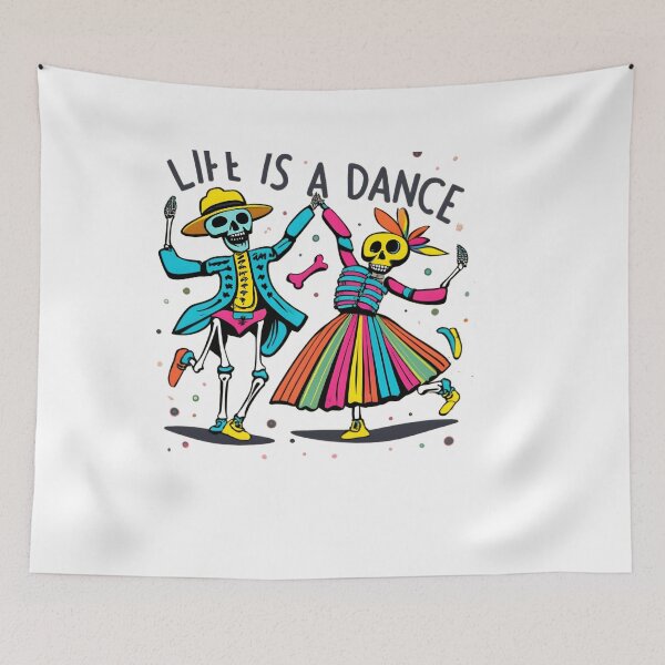 Item preview, "Dancing Skeleton Rainbow" happy colorful halloween designed and sold by GalaxyGraffiti.
