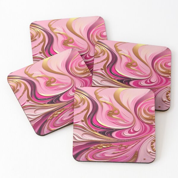 Item preview, Abstract Dark and Light Pink Marble Swirls with Veins of Gold designed and sold by BirdsnStuff.