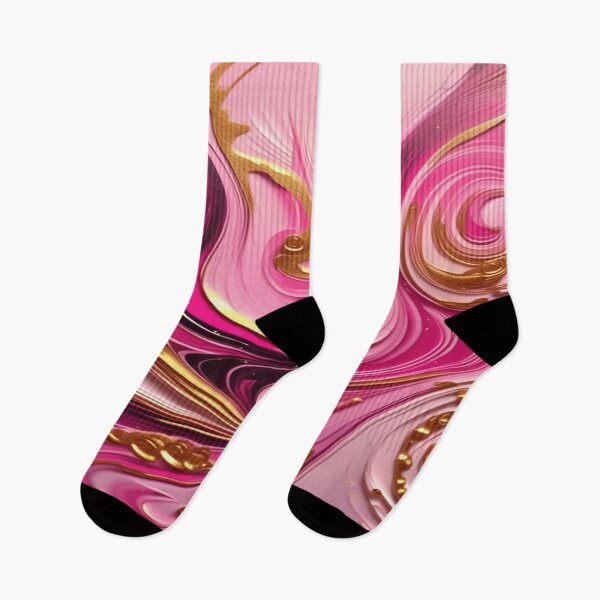 Item preview, Abstract Dark and Light Pink Marble Swirls with Veins of Gold designed and sold by BirdsnStuff.