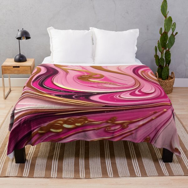 Item preview, Abstract Dark and Light Pink Marble Swirls with Veins of Gold designed and sold by BirdsnStuff.