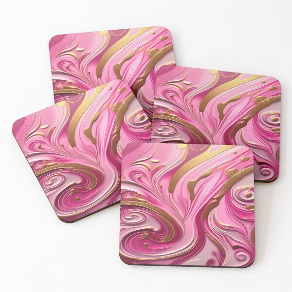 Item preview, Abstract Dark and Light Pink Marble Swirls with Veins of Gold designed and sold by BirdsnStuff.
