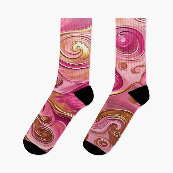 Item preview, Abstract Dark and Light Pink Marble Swirls with Veins of Gold designed and sold by BirdsnStuff.
