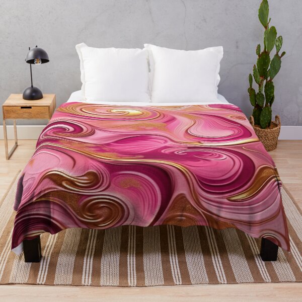 Item preview, Abstract Dark and Light Pink Marble Swirls with Veins of Gold designed and sold by BirdsnStuff.