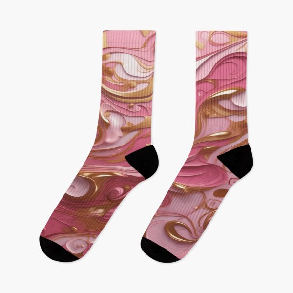 Item preview, Abstract Dark and Light Pink Marble Swirls with Veins of Gold designed and sold by BirdsnStuff.