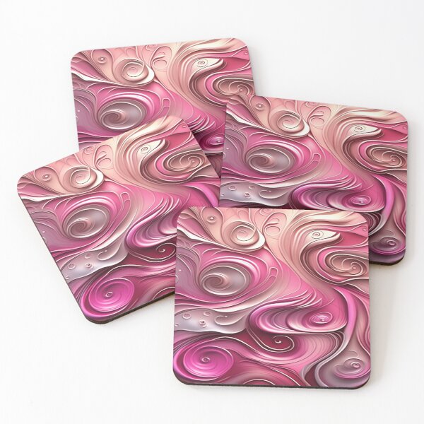 Item preview, Abstract Dark and Light Pink Marble Swirls with Veins of Gold designed and sold by BirdsnStuff.