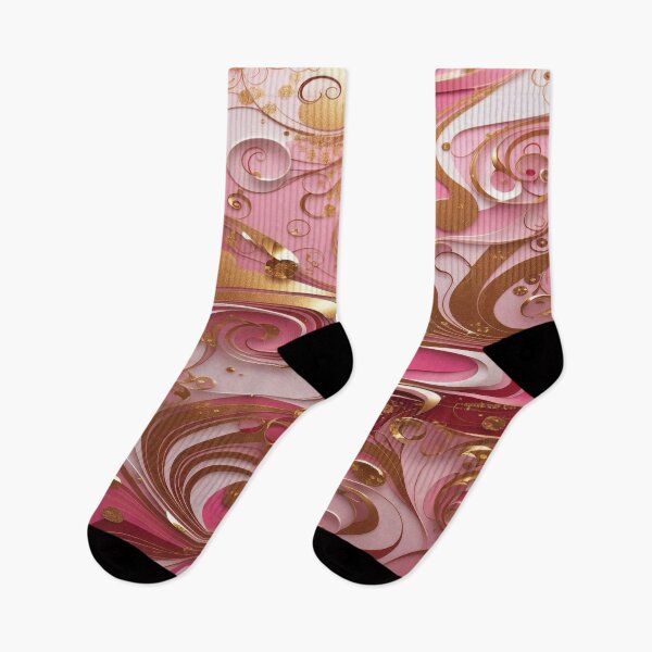Item preview, Abstract Dark and Light Pink Marble Swirls with Veins of Gold designed and sold by BirdsnStuff.