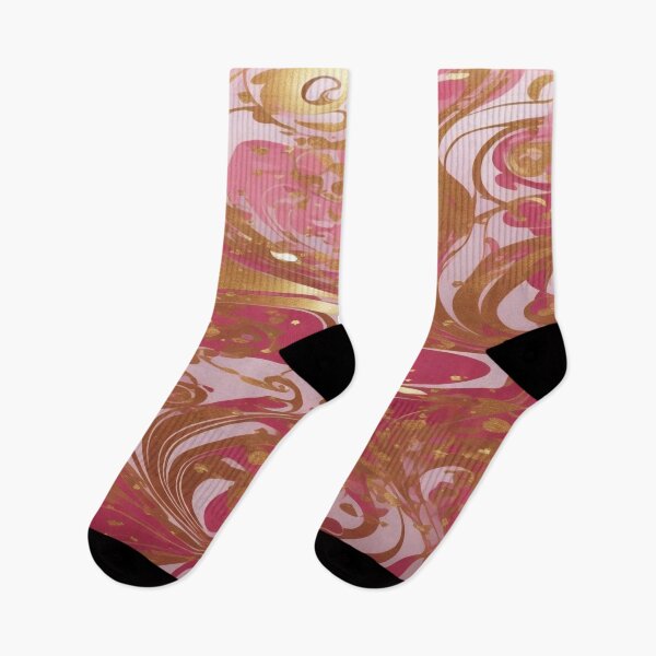 Item preview, Abstract Dark and Light Pink Marble Swirls with Veins of Gold designed and sold by BirdsnStuff.