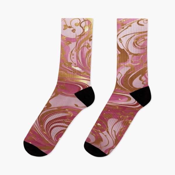 Item preview, Abstract Dark and Light Pink Marble Swirls with Veins of Gold designed and sold by BirdsnStuff.