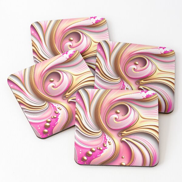 Item preview, Abstract Dark and Light Pink Marble Swirls with Veins of Gold designed and sold by BirdsnStuff.
