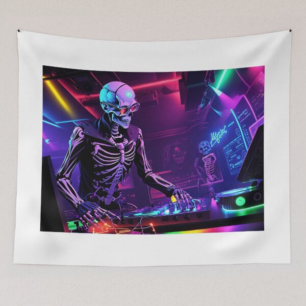 Item preview, A skeleton dj, mixer with record, with glasses designed and sold by karlosss.
