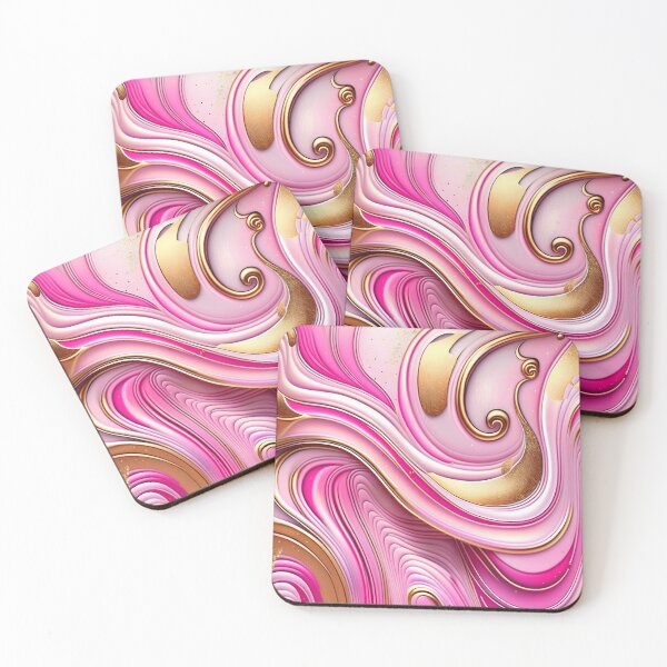 Item preview, Abstract Dark and Light Pink Marble Swirls with Veins of Gold designed and sold by BirdsnStuff.