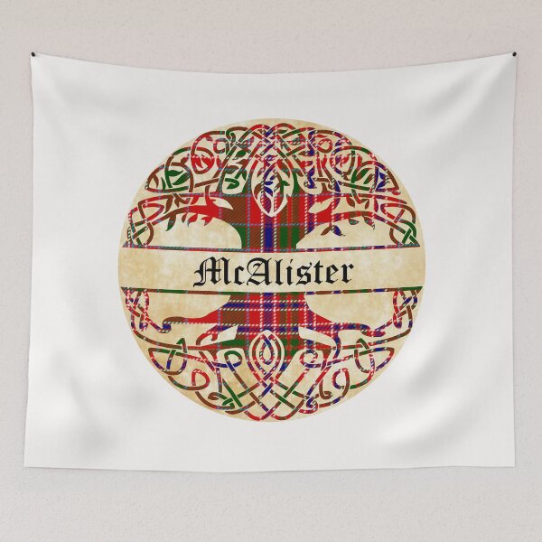 Artikelvorschau, McAlister Tree of Life Clan schottischer Nachname Tartan entworfen und verkauft von BagTown Clans.