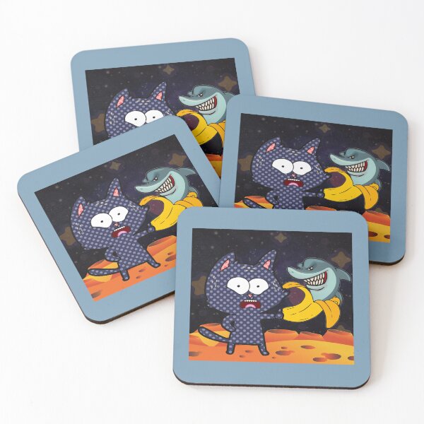 Item preview, BANANA SHARK AND CAT IN SPACEFunny Cat Banana Shark Humor designed and sold by KalSneddon.