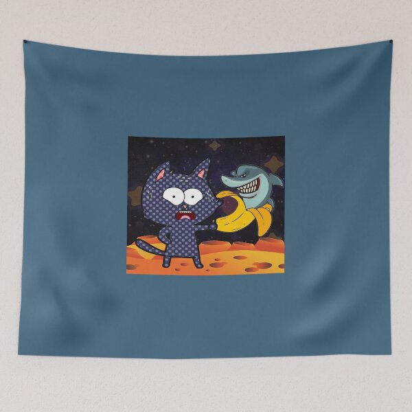 Item preview, BANANA SHARK AND CAT IN SPACEFunny Cat Banana Shark Humor designed and sold by KalSneddon.
