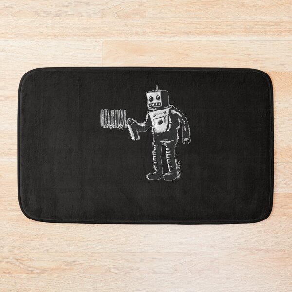 Item preview, Banksy-smiling-Robot-and-barcodes-Better-Out-Than-In-New-York-City-residency-black-and-white-HD-HIGHT-QUALITY-ONLINE-STORE-- designed and sold by MaelynPacka.