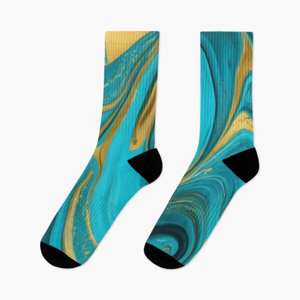 Item preview, Abstract Teal and Turquoise Marble Swirls with Veins of Gold designed and sold by BirdsnStuff.