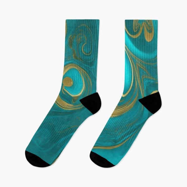 Item preview, Abstract Teal and Turquoise Marble Swirls with Veins of Gold designed and sold by BirdsnStuff.