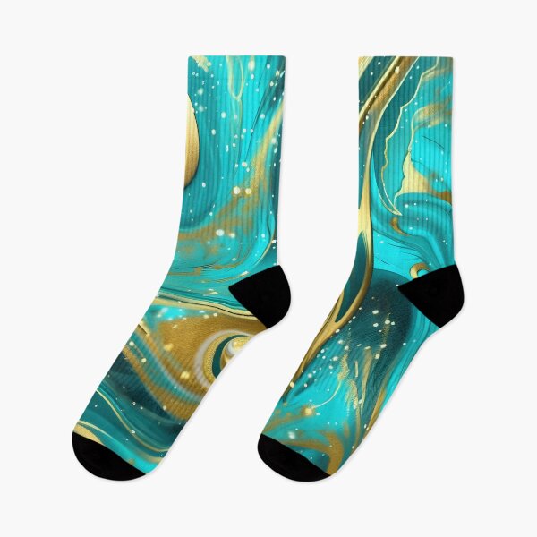 Item preview, Abstract Teal and Turquoise Marble Swirls with Veins of Gold designed and sold by BirdsnStuff.
