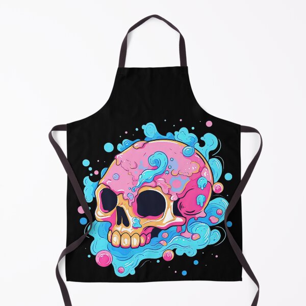 Aperçu de l'œuvre Colorful Bubblegum Skull Lollipop Pink and Blue Sweets Juicy Spooky Halloween créée et vendue par BubbleBone.
