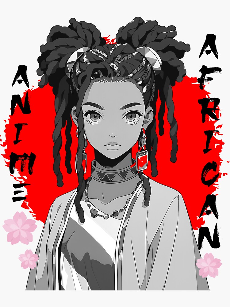 Camiseta negra de anime afroamericano para niña, Negro, S