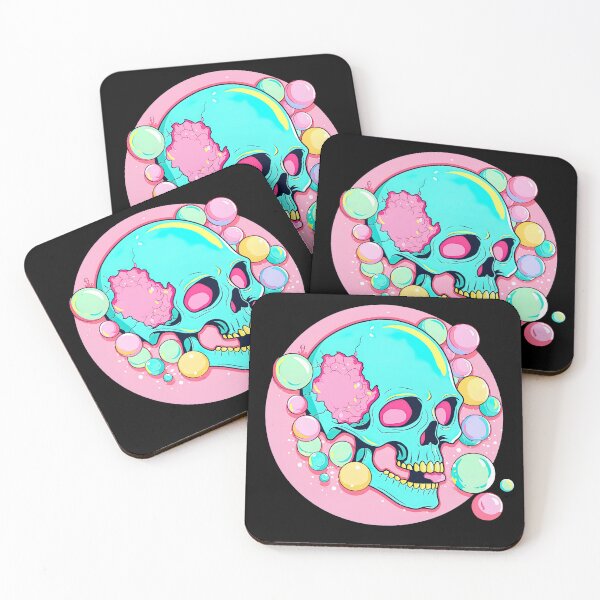 Item preview, Colorful Bubblegum Skull Lollipop Pink and Blue Sweets Juicy Spooky Halloween designed and sold by BubbleBone.