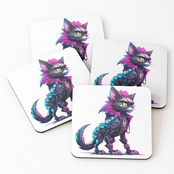 Item preview, Cyberpunk Cat in Neon Colors designed and sold by SchorlCraft.