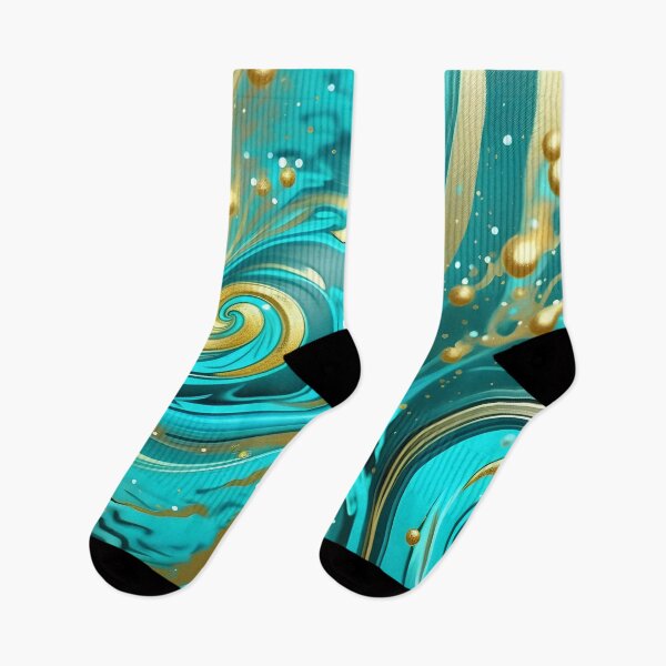Item preview, Abstract Teal and Turquoise Marble Swirls with Veins of Gold designed and sold by BirdsnStuff.