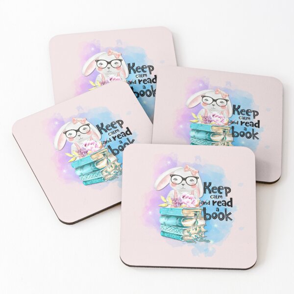 Item preview, Motivational "Keep Calm and Read a Book" quote featuring a cute smart bunny designed and sold by javajossi.