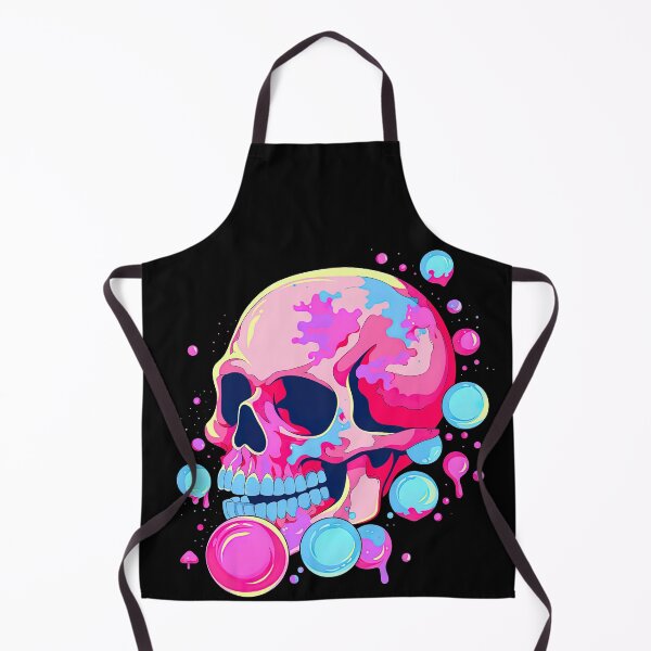 Aperçu de l'œuvre Colorful Bubblegum Skull Lollipop Pink and Blue Sweets Juicy Spooky Halloween créée et vendue par BubbleBone.