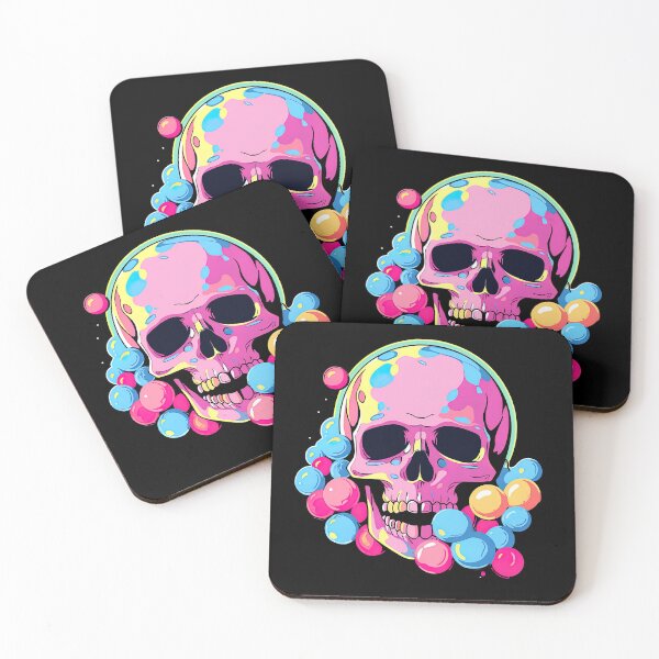 Item preview, Colorful Bubblegum Skull Lollipop Pink and Blue Sweets Juicy Spooky Halloween designed and sold by BubbleBone.