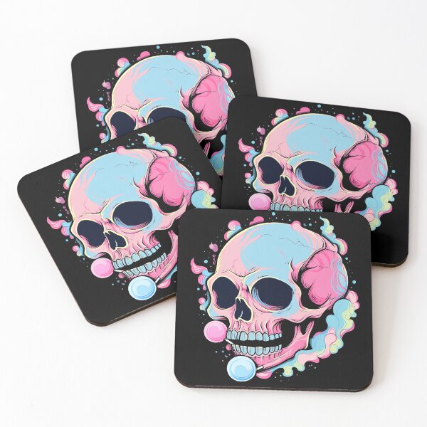 Item preview, Colorful Bubblegum Skull Lollipop Pink and Blue Sweets Juicy Spooky Halloween designed and sold by BubbleBone.