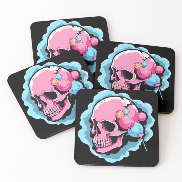Item preview, Colorful Bubblegum Skull Lollipop Pink and Blue Sweets Juicy Spooky Halloween designed and sold by BubbleBone.