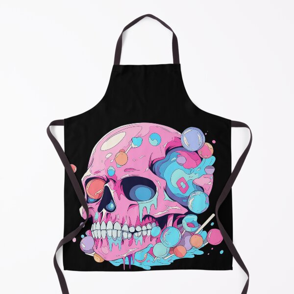 Aperçu de l'œuvre Colorful Bubblegum Skull Lollipop Pink and Blue Sweets Juicy Spooky Halloween créée et vendue par BubbleBone.
