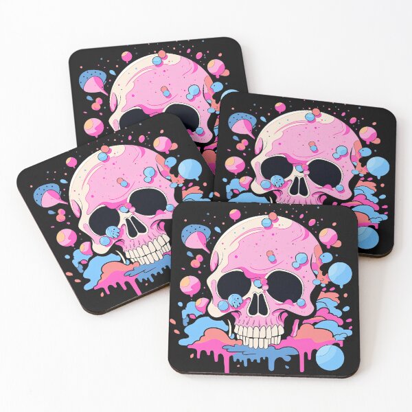Item preview, Colorful Bubblegum Skull Lollipop Pink and Blue Sweets Juicy Spooky Halloween designed and sold by BubbleBone.
