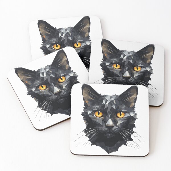 Item preview, Low poly cat - black cat in low polygon art designed and sold by Dahlann.