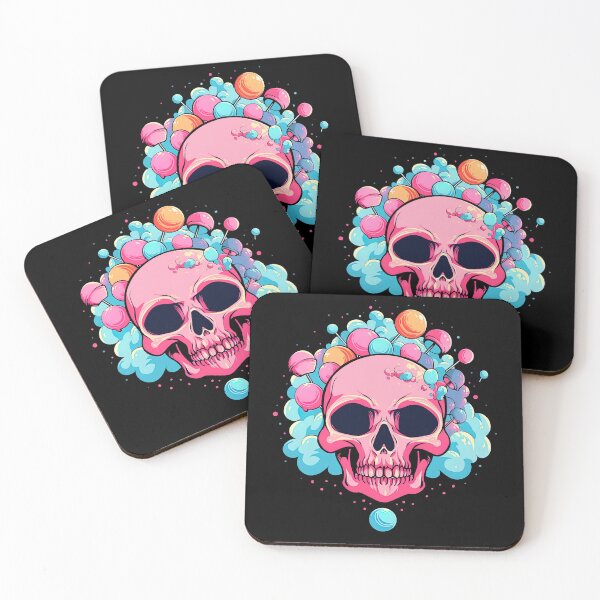 Item preview, Colorful Bubblegum Skull Lollipop Pink and Blue Sweets Juicy Spooky Halloween designed and sold by BubbleBone.