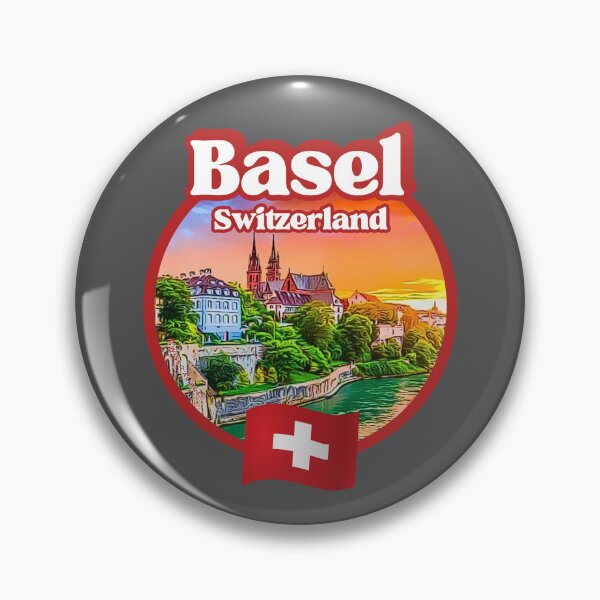 Item preview, Basel Swiss Old Town Holidays SW, Switzerland Tourist badge, Things to see and do in Basel, CH Swiss dad, mom, grandpa or grandma from Basel, Helvetia Swiss Alps wasserfallen, Souvenir I Love Basel designed and sold by SwissCalibre.