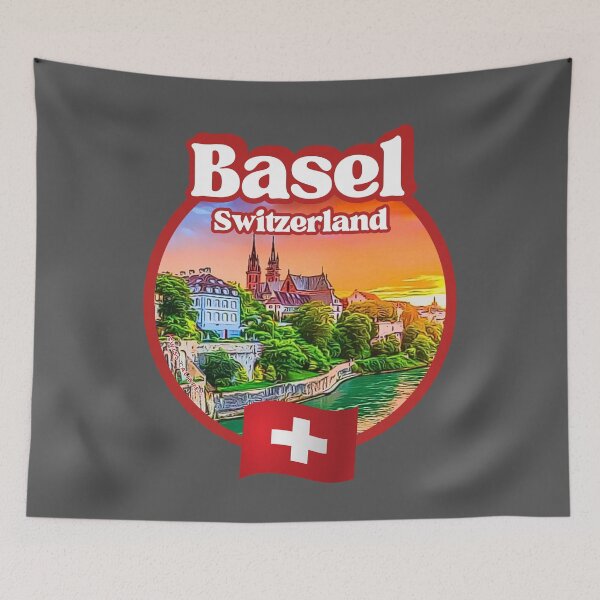 Item preview, Basel Swiss Old Town Holidays SW, Switzerland Tourist badge, Things to see and do in Basel, CH Swiss dad, mom, grandpa or grandma from Basel, Helvetia Swiss Alps wasserfallen, Souvenir I Love Basel designed and sold by SwissCalibre.