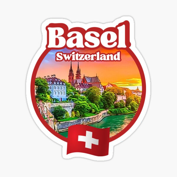 Item preview, Basel Swiss Old Town Holidays SW, Switzerland Tourist badge, Things to see and do in Basel, CH Swiss dad, mom, grandpa or grandma from Basel, Helvetia Swiss Alps wasserfallen, Souvenir I Love Basel designed and sold by SwissCalibre.
