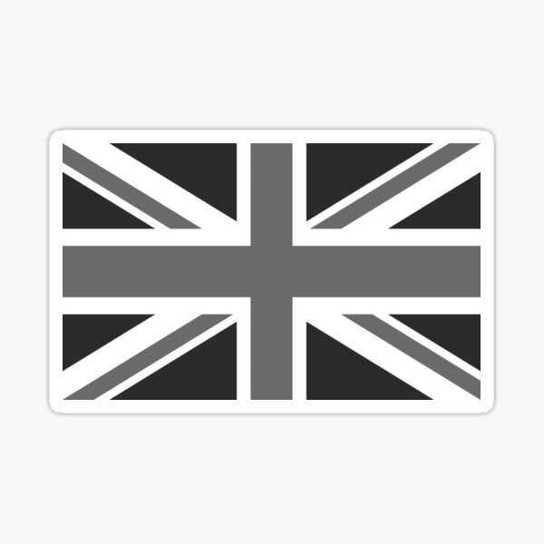 UNION JACK. GREY, BRITISH, FLAG, UK, GB, UNITED KINGDOM, LANDSCAPE. Sticker