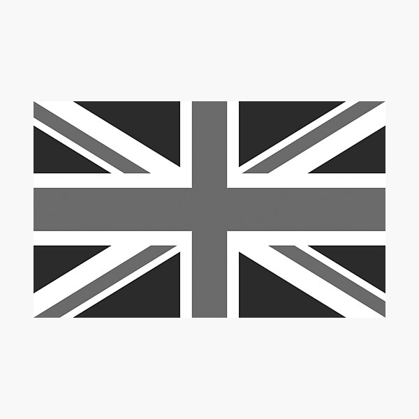 UNION JACK. GREY, BRITISH, FLAG, UK, GB, UNITED KINGDOM, LANDSCAPE. Photographic Print