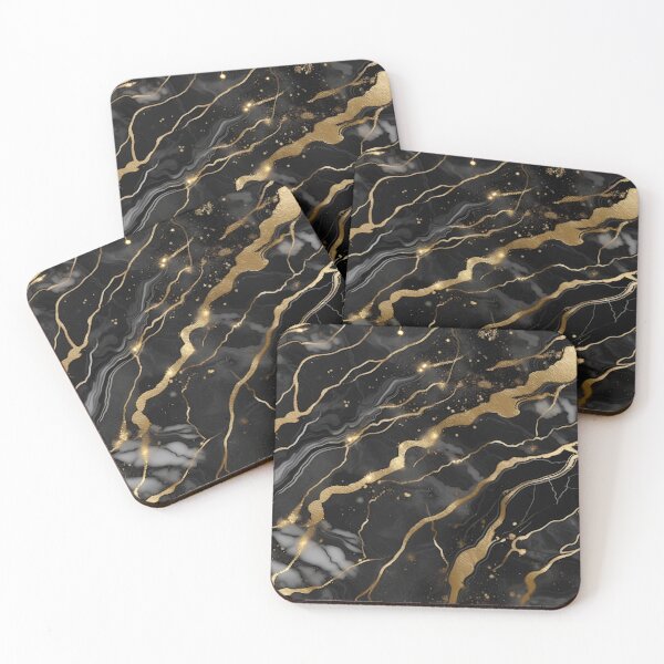 Item preview, Abstract Black Marble with Veins of Gold designed and sold by BirdsnStuff.