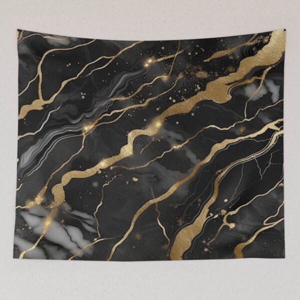 Item preview, Abstract Black Marble with Veins of Gold designed and sold by BirdsnStuff.