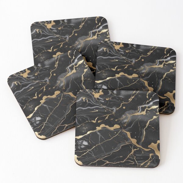 Item preview, Abstract Black Marble with Veins of Gold designed and sold by BirdsnStuff.