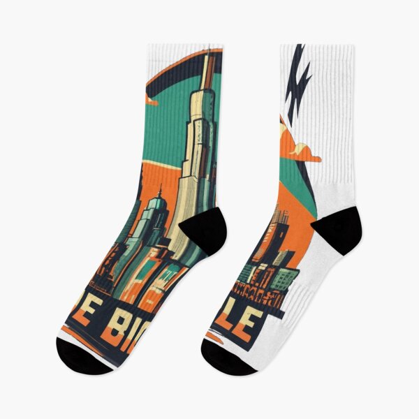 Item preview, 1950s Art Deco New York - Retro-modern Neon Skyline Tee designed and sold by Moisky Patterns.