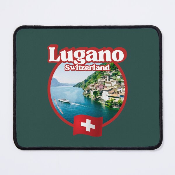 Item preview, Lugano Souvenirs and attractions for tourists, things to see in lugano old town, Swiss Holidays in Switzerland, Red Tourist badge, CH dad mom, grandpa grandma from Lugano, Visit Helvetia I Love Lugano designed and sold by SwissCalibre.