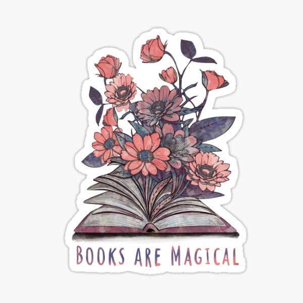 Book Stickers Love to Read Decal Flowers Growing From a Book the