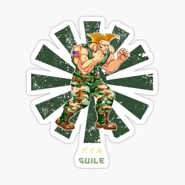 Guile Street Fighter Retro Japanese - Street Fighter - Sticker