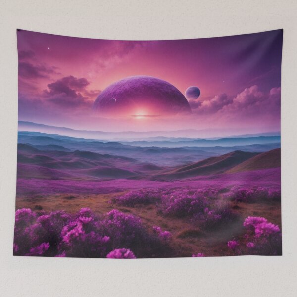Item preview, Alien Dreamscape - Purple Skies and Blooming Hills #1 designed and sold by Electric-Easel.