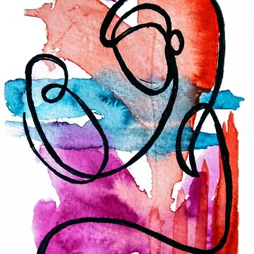 Artwork thumbnail, Colorful Women: Mother and Baby Line Drawing by ThespisMedia
